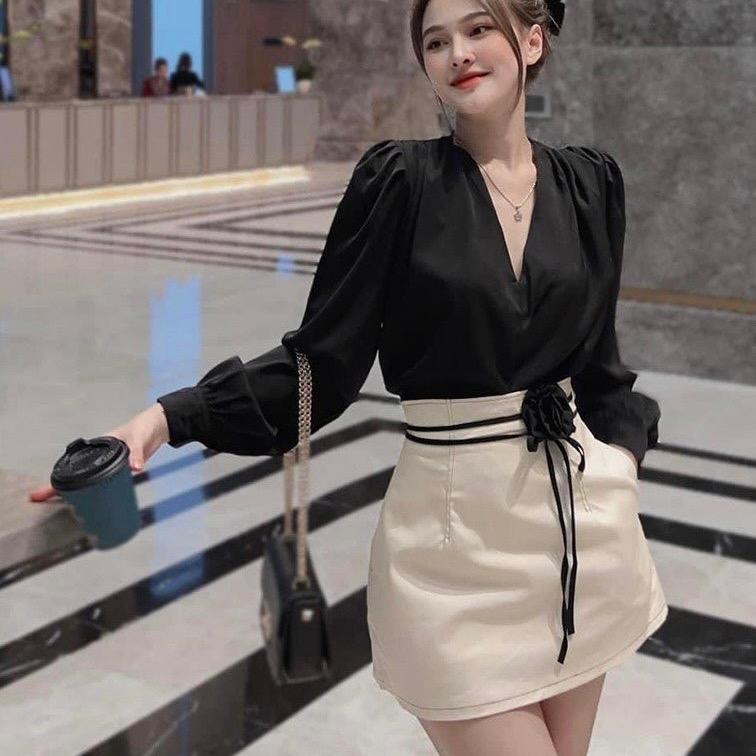 Set bigsize 50-95kg áo váy có gắn hoa chất liệu cotton lạnh Kẻ sọc có tách lẻ áo sét đồ