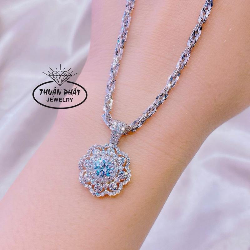 Phụ Kiện Dây Chuyền Xoắn Vuông 3li Kèm Mặt Hoa Mai M0146 Cz Đeo Cổ Siêu Sang - Trang Sức Bạc Ý Xi Kim - Bạc Thuận Phát