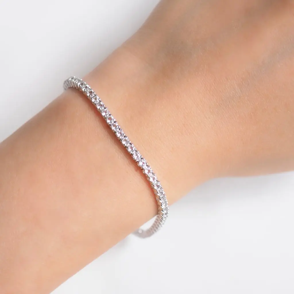 (AZEN) JENNIE Tennis Bracelet - White Topaz (Silver)