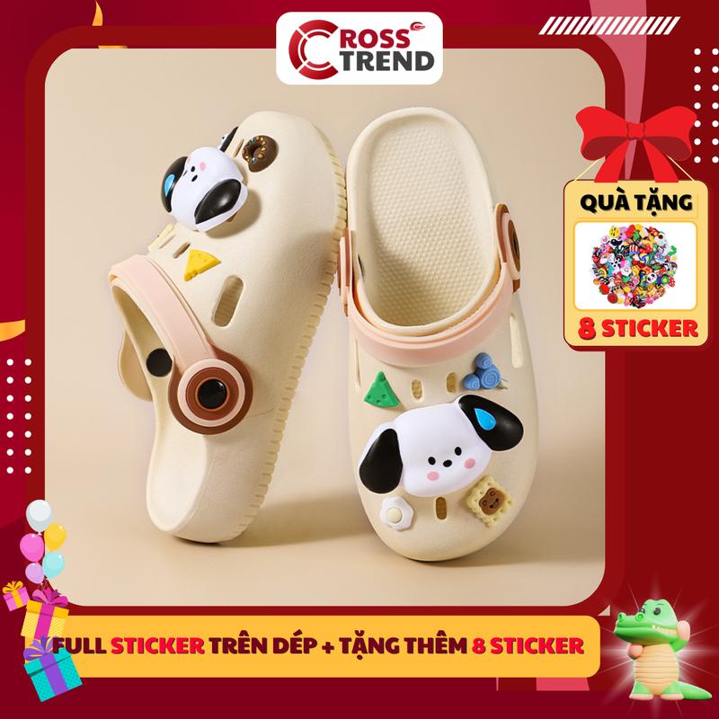 Dép cross nữ đẹp mới nhất 2025, Dép sục nữ sang chảnh CÚN TAY DÀI full charm đế cao 4cm girl phố có quai hậu mềm êm nhẹ chân Shoes CROSS TREND