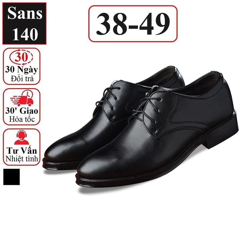 Giày da nam cao cấp Sans140 derby big size to cỡ lớn 44 45 46 47 48 giầy tây công sở đen buộc dây mũi tròn bigsize