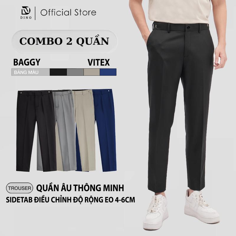 Combo 2 Quần Âu Nam Sidetab Điều Chỉnh Độ Rộng Eo, Quần Tây Nam Cạp Cao Form Dáng Baggy Phong Cách Hàn Quốc Menswear Pants Có Túi Lưng Cao