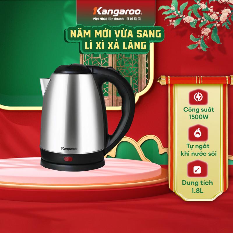 [ IH ] Bình đun siêu tốc Kangaroo inox 1.8L model KGWK18I2.