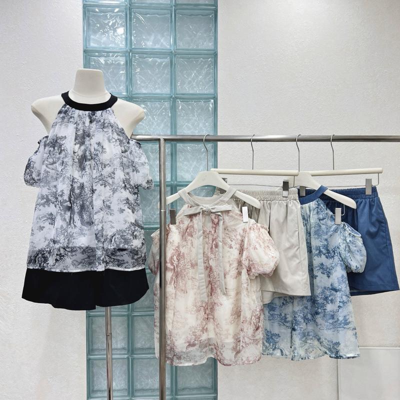 XẢ KHO NGHỈ BÁN Set Áo kiểu nữ cổ yếm kèm quần chất voan tơ lụa mềm hai lớp cách điệu tiểu thư Kozoda S99 Kem Women