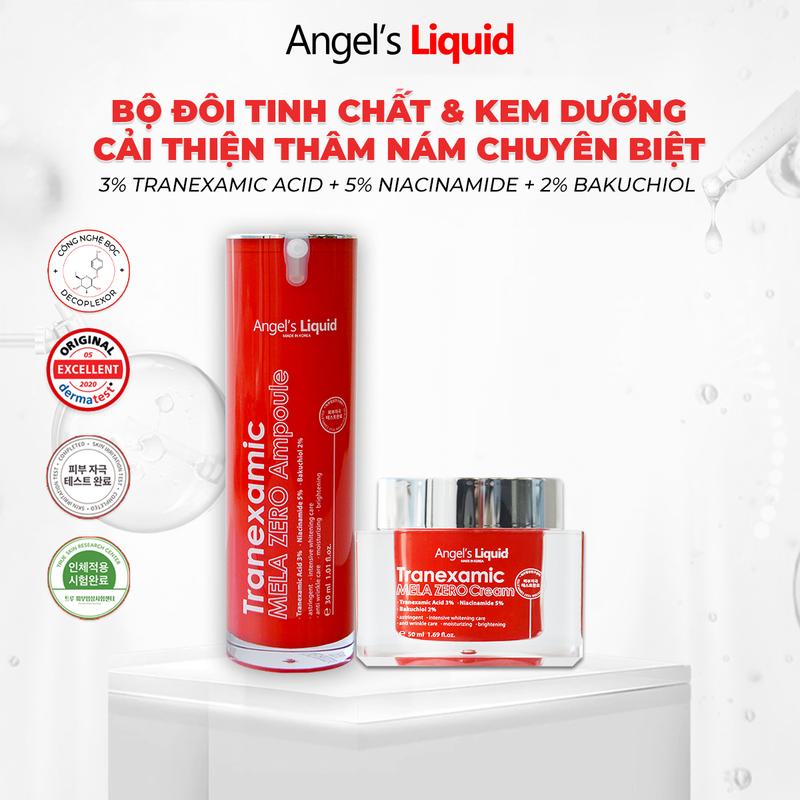 Bộ Sản Phẩm Serum & Kem Dưỡng Cải Thiện Thâm Nám Chuyên Biệt Angel's Liquid Tranexamic Acid Mela Zero (ĐỎ)