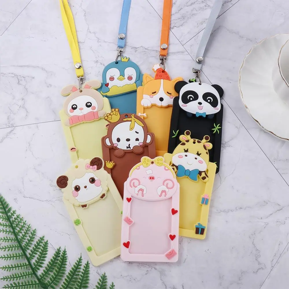 Thẻ Tên Động Vật Dễ Thương, Đồ Dùng Học Tập Và Văn Phòng, Bảo Vệ Thẻ Làm Việc, Vỏ Silicon, Huy Hiệu ID, Hộp Đựng Thẻ Có Dây