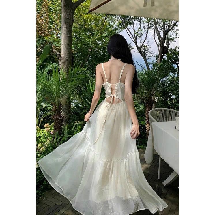 Product Introduction of Đầm Maxi Váy Đi Biển Dáng Dài Xoắn Ngực May 2 Lớp Vải Voan Tơ QC Thiết Kế Hở Lưng Chiết Eo Sexy Cho Các Nàng Đi Biển 20