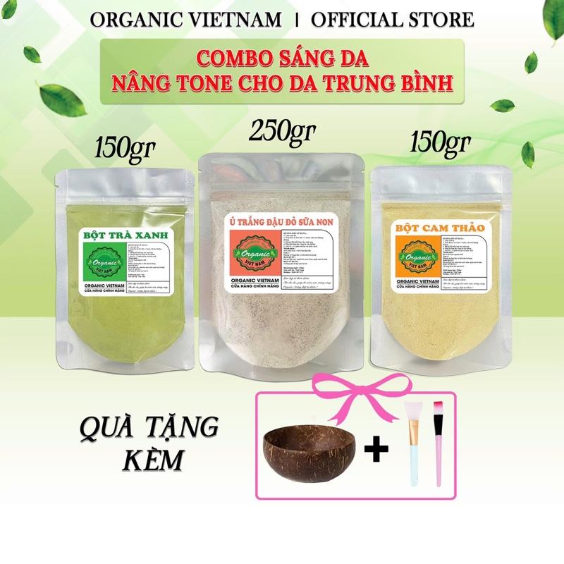 Combo Đậu Đỏ Sữa Non (250gr) + Trà Xanh (150gr) + Cam Thảo (150gr) - Organic Vietnam - Dưỡng Body, Giúp Sáng da, Làm Đẹp Da, Kèm Quà Tặng. bột camthảo bottam chinhhang ủ trắng dược mặt nạ
