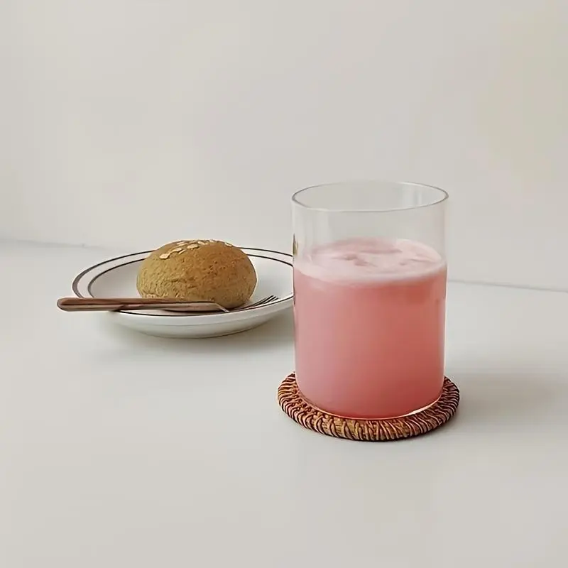Round Rattan Braided Coaster, 2/4 Counts/set Elegant Tableware Accessory, Decorative Coaster for Home Kitchen Dining Room 4