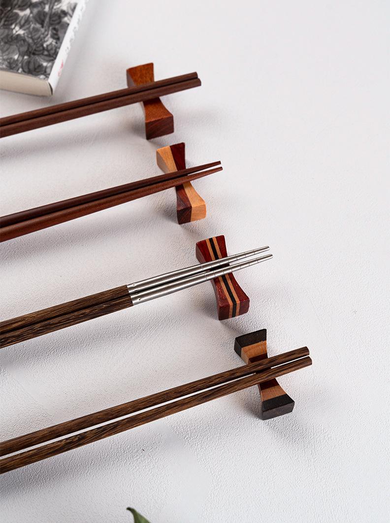 Product Introduction of Clearance!! Japanese Style Wooden Chopstick Holder Tree Leaves Dumbbell Ingot Holder Chopstick Holder 18