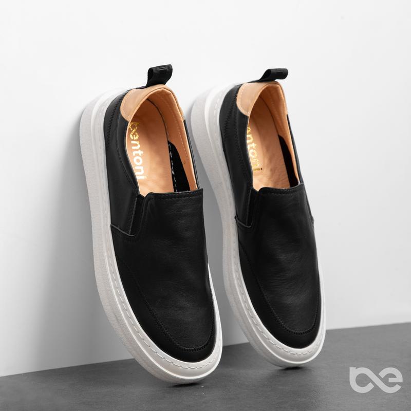 Giày lười nam Bentoni Menly Slip-on màu Đen làm từ da bò nhẹ êm với đế cao su đúc êm ái 1