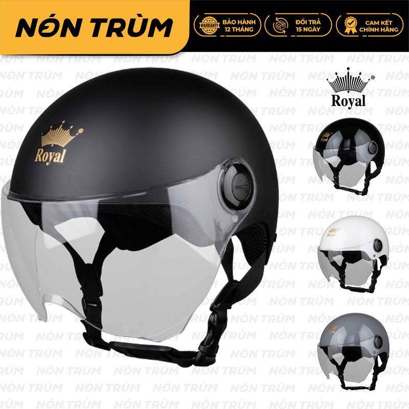 Royal M162K Mũ Bảo Hiểm Xe Máy Nửa Đầu Royal Helmet Có Kính Che Mặt, Hạn Chế UV Size L XL Cho Cả Nam Và Nữ