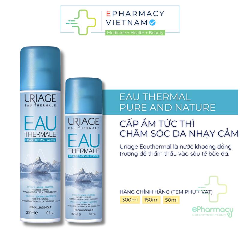Xịt khoáng dưỡng ẩm và chăm sóc da Uriage EAU Thermal Water 50mL/ 150mL/ 300mL