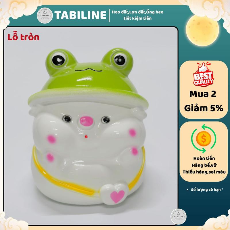 Heo dất ống heo đựng tiền lỗ tròn mũ ếch chibi xinh đáng yêu LD51 - TABILINE