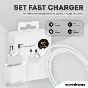 AuraCharge - Adaptor 20 Fast Kabel Lighting ip 5/5s/6/6s/7/8/SE/X/XR/XS/XS Max/11/12/13/14 Resmi