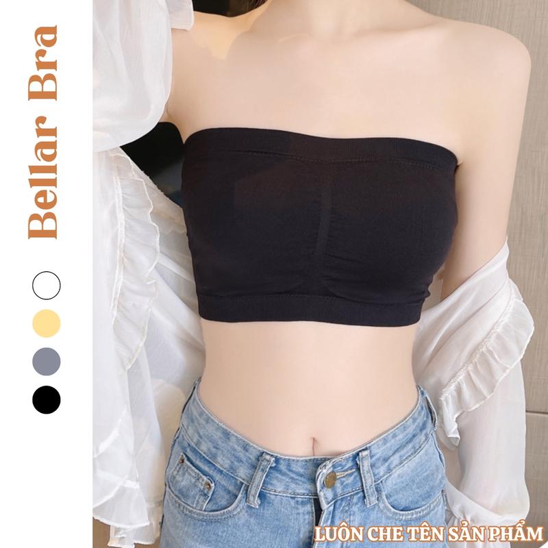 Áo bra nữ không dây mặc hở vai, Top Áo Ống cup ngực không gọng đệm mút mỏng giúp ôm trọn vòng một Màu Xám, Trắng, Đen, Da Kem Women Màu Trắng, Đen, Da áocon nữ ômngực Ong B7735