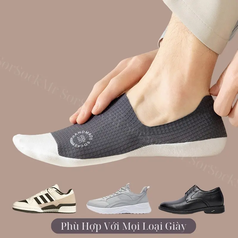 Combo 6 đôi Tất/Vớ hài nam Caro có silicon chống tụt gót, chất lụa cực mềm và mát Menswear 7