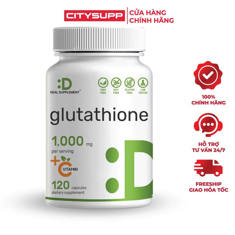  Viên Uống Glutathione Reduced 1000mg + Vitamin C  120 Viên  | Deal Supplement - USA 