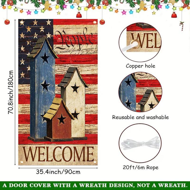 Product Introduction of Rustic Americana Welcome Door Cover, 35.4x70.8 Inch Welcome Door Curtain, Event Photos, Atmosphere Enhancement, and Door Decor 1