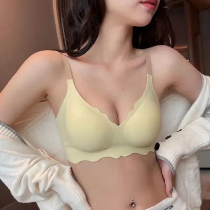 Non-Wire Seamless Bras for Women Push Up Bra Invisible Sexy Top Wire Free Brassiere Deep V Neck Underwear Women Comfy Lingerie 1