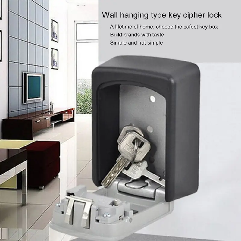 Key Safe Box Outdoor Digit Wall Mount Combination Password Lock Aluminum Kotak Kunci Di Dinding Kotak Penyimpanan Kunci Safety Box 4
