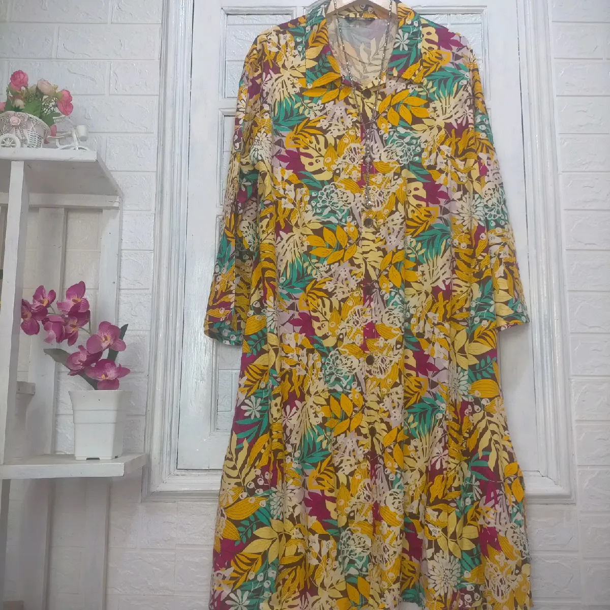 NAGITA Midi Dres Motif Terbaru Bahan Katun Rayon Premium