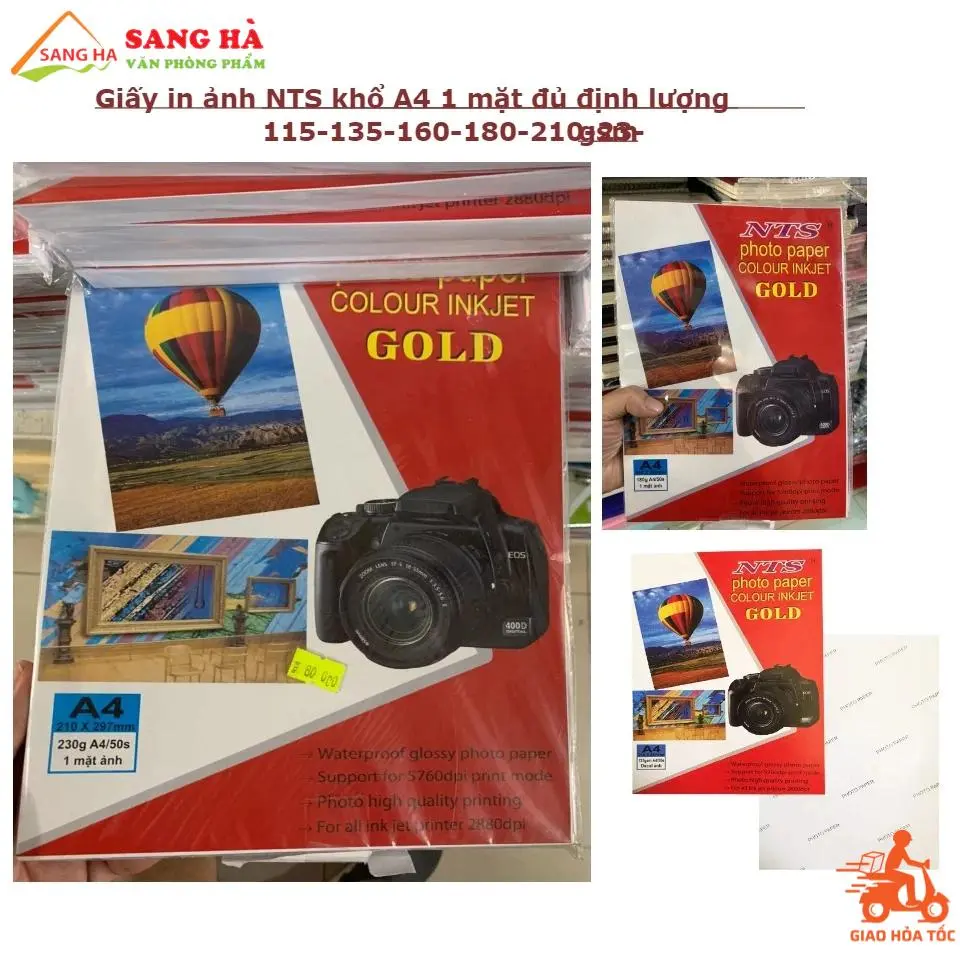 [Cực rẻ] 1 Xấp Giấy In Ảnh NTS Gold Định Lượng 115/135/160/180/230gsm Khổ A4