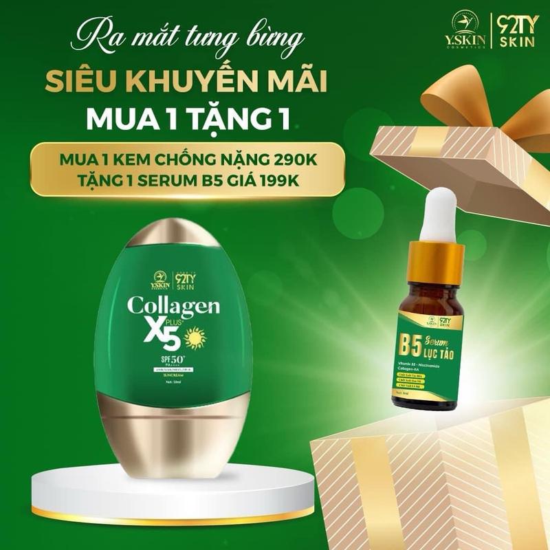 [ MUA 1 TẶNG 1 ] Combo kem chống nắng Collagen x5 + Tặng Kèm Serum B5 Mini Hoặc SRM Mini Skincare Sunscreen