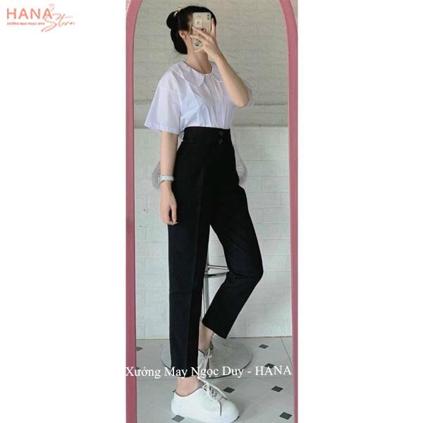 Quần tây nữ đi học 2 nút khuy cúc dọc cài lưng cao dáng quần baggy vải nữ học sinh cấp 3 dày co giãn nhẹ đi học làm công Ong Pants 7