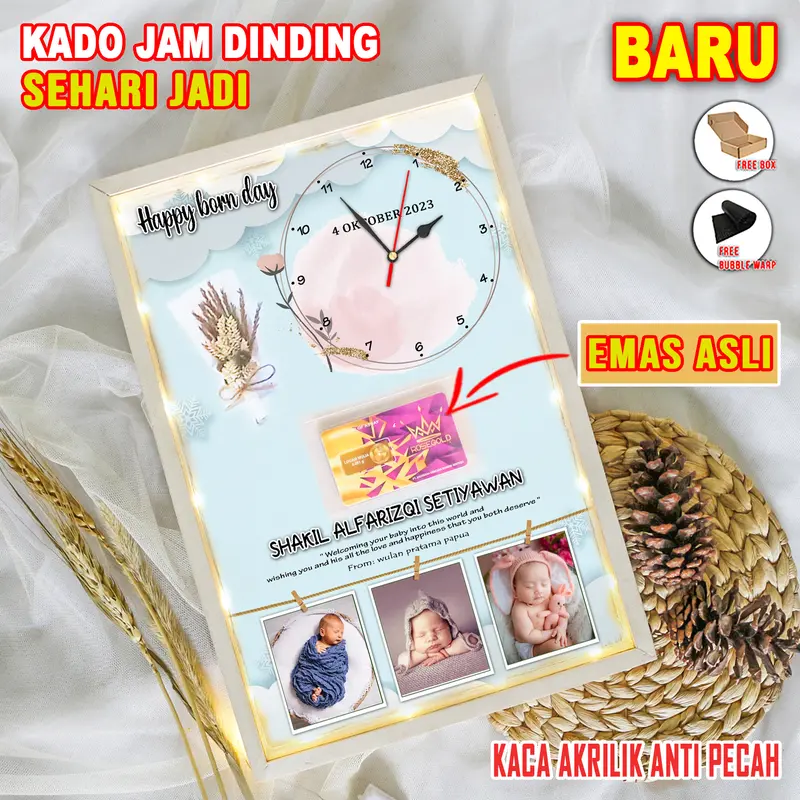 KADO PERNIKAHAN II JAM DINDING CUSTOM II KADO WEDDING ULANG TAHUN WISUDA GRADUATION KADO VALENTIN Frame Kayu Lampu 3