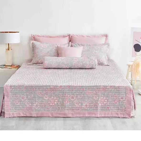 Drap GA PHỦ Everon EPM 21060 vải modal, họa tiết in hoa tông màu hông pha ghi nhạt 2