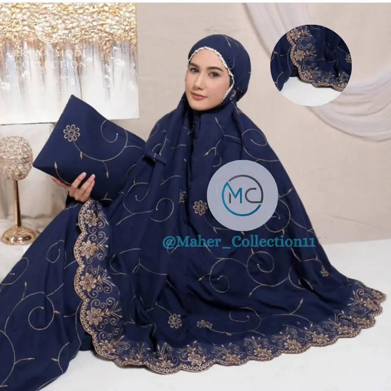 Mukena Gracella Dewasa Bunga Teratai Full Bordir Mewah Free Tas 3
