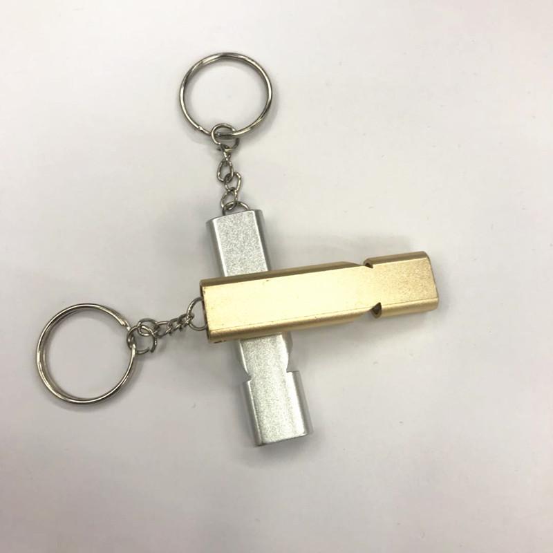 Product Introduction of Amazon Hot-Selling Flat Metal Dual-Frequency Survival Whistle Dual-Tube High-Frequency Metal Outdoor Survival Whistle 17