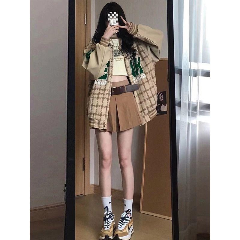Áo Khoác Thường Ngày Ngoại Cỡ, Phong Cách Cổ Điển Mỹ Mùa Xuân, Thời Trang Trung Quốc, Đồng Phục Bóng Chày Chính Hãng, Dành Cho Nữ, Đường Phố Cao Cấp, Dễ Phối Đồ 8