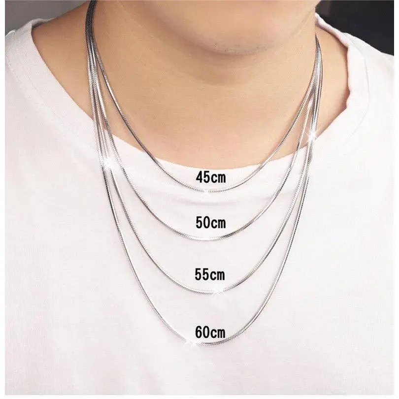 Promo Murah Kalung Titanium Pria Belut Halus Kilat Branded Warna Putih Berlapis Emas Putih Anti Luntur Ukuran 45 cm 50 cm dan 60 cm / Kalung Rantai Belut Kecil / Kalung Trandi Pria / COd