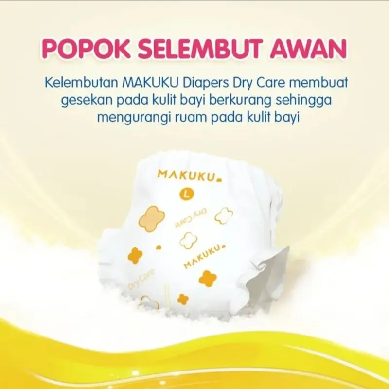 MAKUKU DRY CARE NBS38/M30/L28/XL24/XXL22 Popok Bayi Diapers Ruam 5