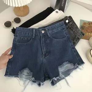 【Jeans.Cewek】celana jumbo 5XL celana pendek jeans wanita celana jeans sobek ripped Denim pants short pants celana korean style jeans High Waist fashionable jeans