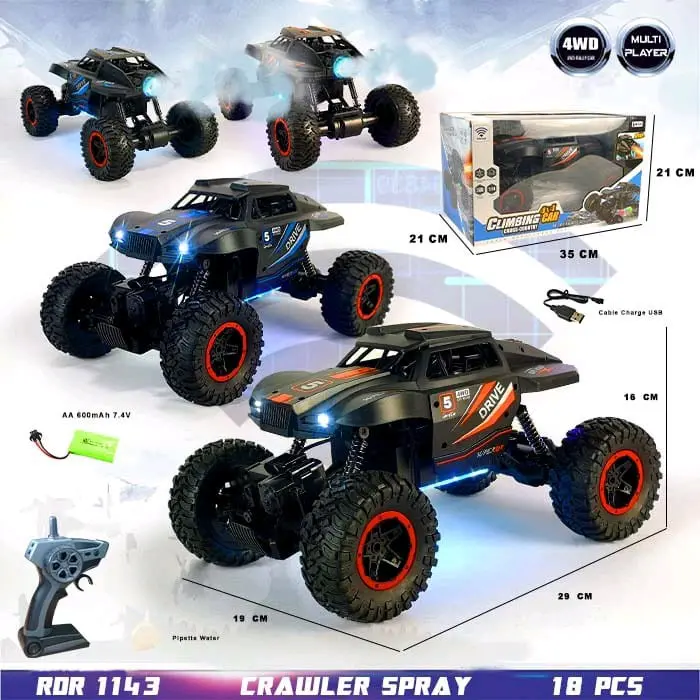 [Ninetoys]Rc asap skala 1:14 frekuensi 2.4ghz RC spray Rc offroad Rc 4WD rock crawler RC spray bisa keluar asap