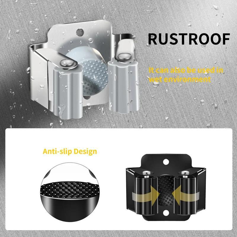 Product Introduction of Wall Mounted Mop Holder, 1/4/8 Counts Mop Organizer Rack, Brush Broom Hanger Holder, Waterproof Bathroom Organizer Shelf Accessories 5