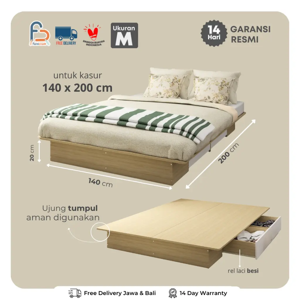 Furnicrush Alas Tempat Tidur / Divan / Dipan 140 / Dipan laci / CAMILLE ...