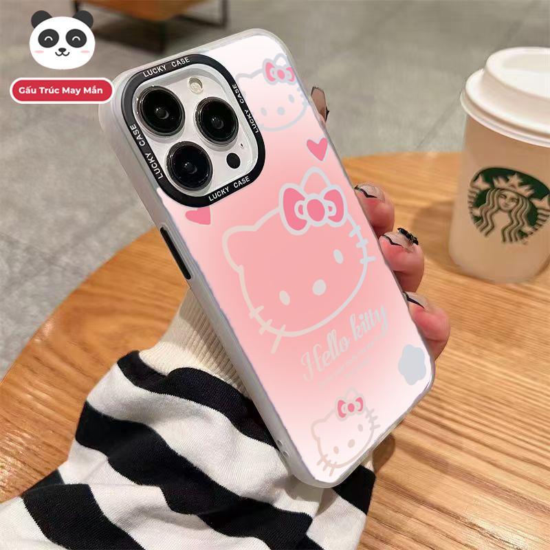 Ốp Lưng iPhone Hình Hello Kitty Hồng Dễ Thương - Chống Sốc 360° Bo Viền Camera - Tương Thích 16 15 14 13 12 11 Pro Max XS Max X