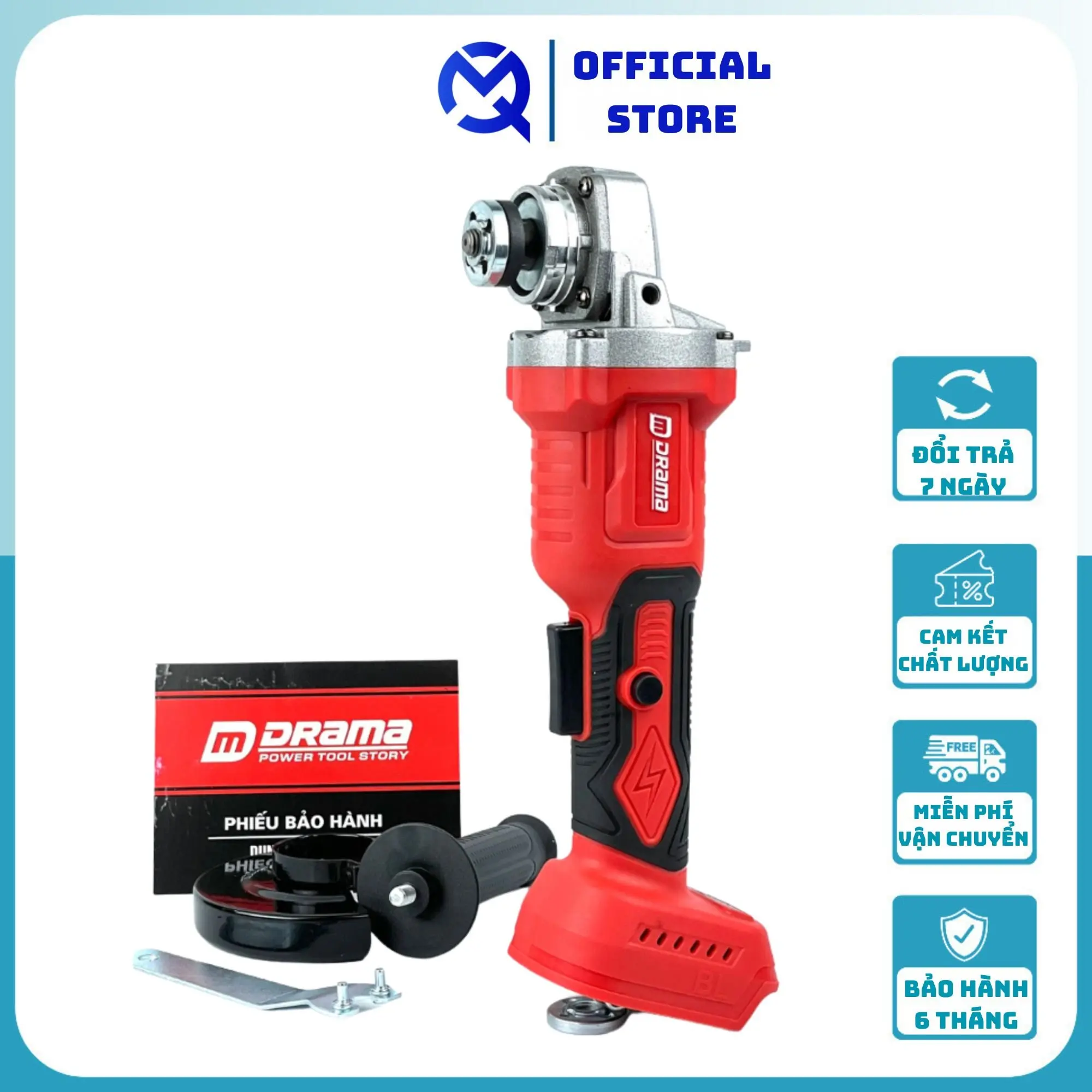 Thân máy mài, máy cắt pin DRAMA D5122, Không Chổi Than, Chân phổ thông 4cm