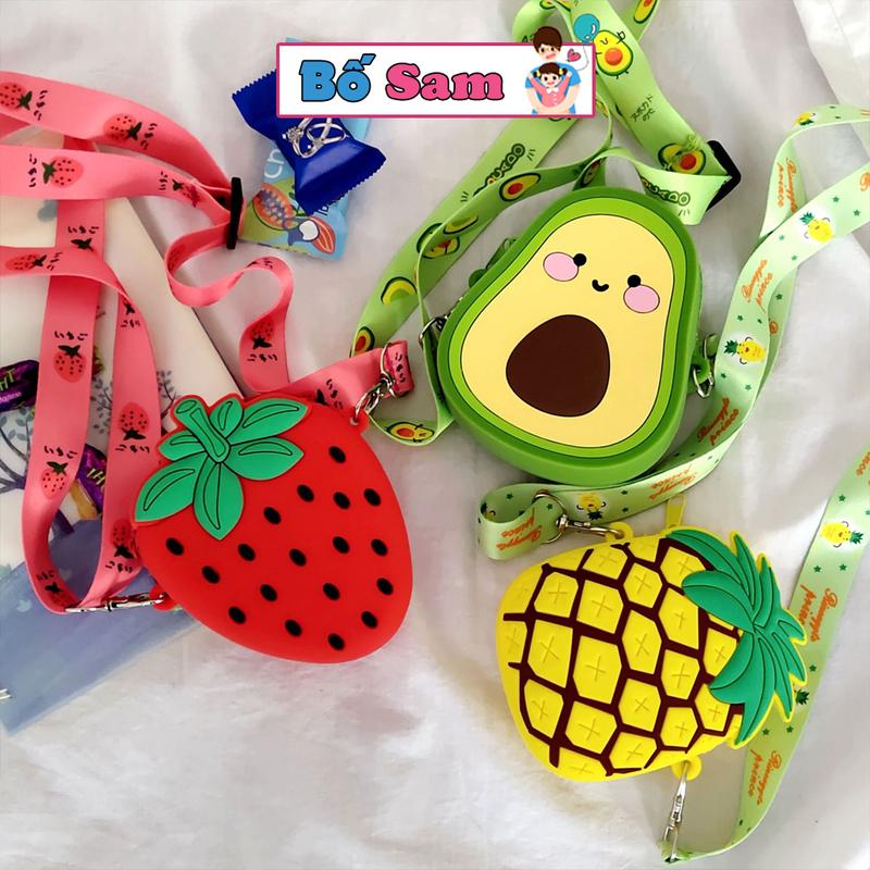 Túi Đeo Chéo silicon cho bé gái hình hoa quả mini Shop Bố Sam