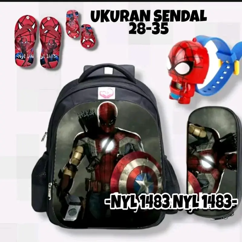 Tas Sekolah Anak 4in1 motif printing Karakter Kartun 3