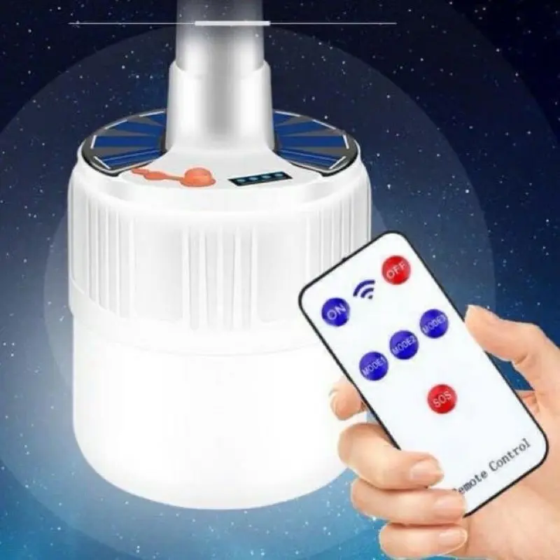 Bóng đèn tích điện năng lượng mặt trời có điều khiển, đèn led di động có móc treo