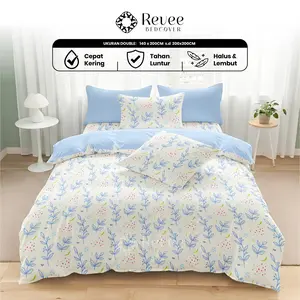 Revee Bedcover - Sprei & Bedcover Set Alaia Mix Biru Langit Ukuran Lengkap 140x200/180x200/160x200/200x200