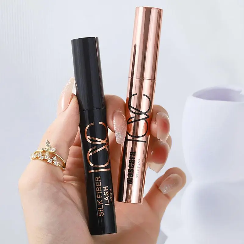 Long Lasting Eyelash Extensions Mascara & Graft Fiber Set, 2 Counts/set Eye Lashes Lengthening & Styling Mascara & Graft Fiber Stick 8