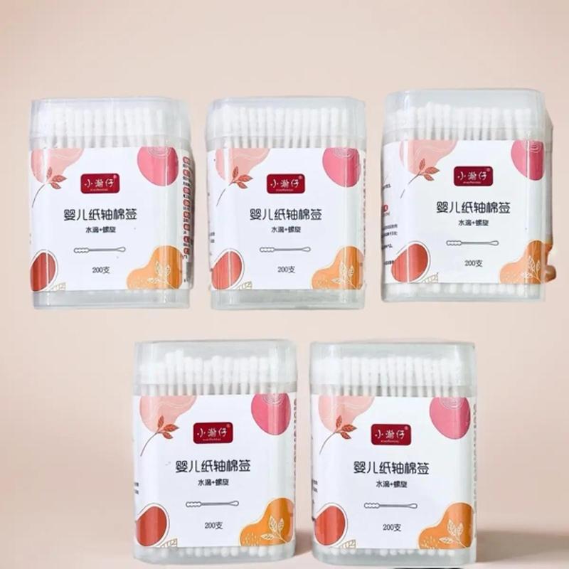 Combo 5 Hộp Tăm Bông Ngoáy Tai Cho Trẻ Em (1000 Que) Chất Liệu Bông Tự Nhiên Mềm Mại - Cao Su - Lấy Ráy Tai