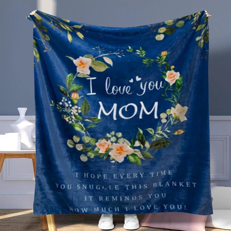 Floral & Letter Pattern Blanket, 1/2 Counts Soft Throw Blanket, Air-conditioned Room Blanket, Warm Nap Blanket for Home & Office, Gift for Mom 2