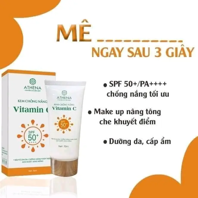 Kem chống nắng vitamin C phù hợp với mọi loại da nâng tông , hỗ trợ sáng da kèm quà Làm Đẹp Da Skincare 2